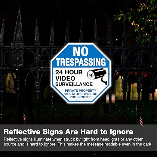 4-Pack No Trespassing Sign Private Property Protected By Video Surveillance - Image 5
