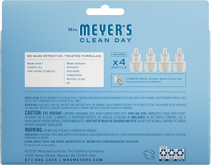 MRS. MEYER'S CLEAN DAY Scented Oil Refills, Rain Water, contains 4 .67 fl oz - Image 2