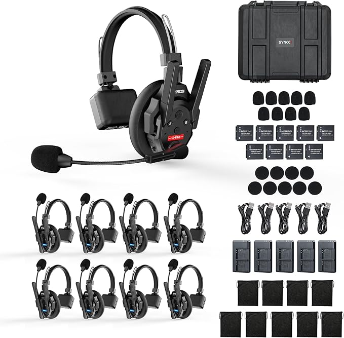SYNCO XTALK XPRO Wireless Communication Headset System, 9 Person Full Duplex by SYNCO