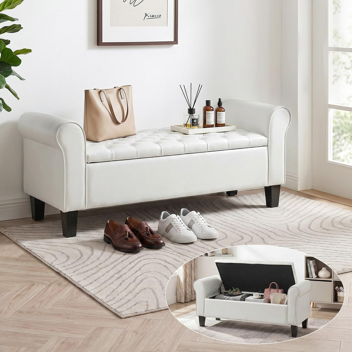 ecotouge 55" storage ottoman bench for living room, main product view
