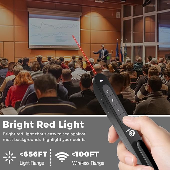 AMERTEER Wireless Presenter, Support Hyperlink RF 2.4GHz Powerpoint PPT Clicker - Image 3