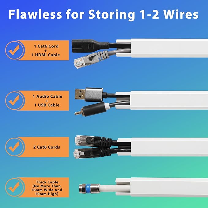YCLYC 66in White Wire Covers for Cords Kit, Wall Cord Hider, Cord Covers for - Image 3