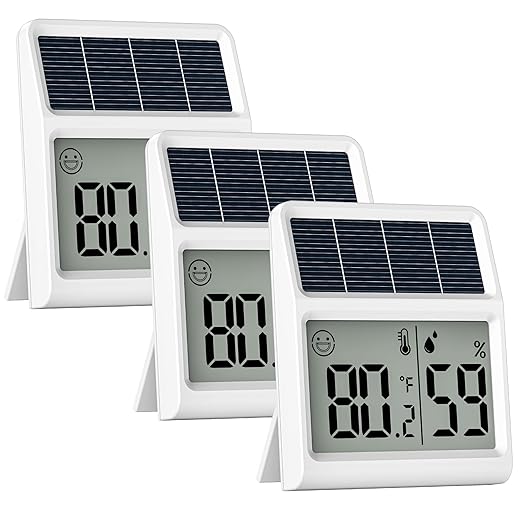 Digital Indoor Thermometer & Hygrometer, Light Powered Solar Indoor Temperature by BaldrInc