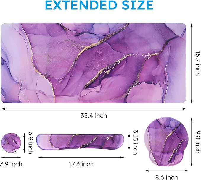 iCasso Purple Ergonomic Large Mouse Pad - Image 2