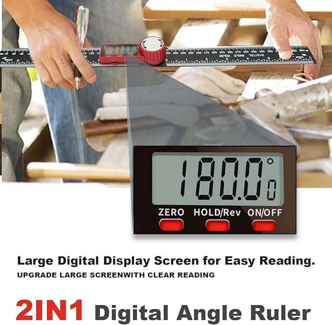 NORTOOLS Digital Angle Finder, 7 inch /200mm T-Bevel Protractor Ruler, - Image 6