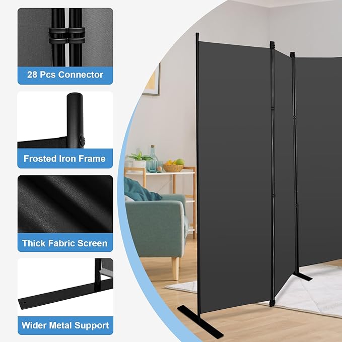 MAYOLIAH 8 Panel Room Divider 6ft Tall Freestanding Privacy Screen 160'' W - Image 4