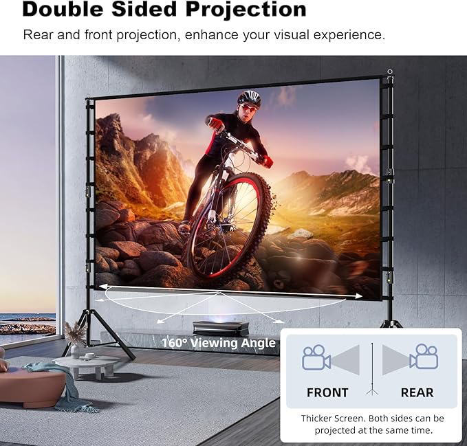 Projector Screen with Stand, Wootfairy 180 inch Portable and Foldable - Image 5