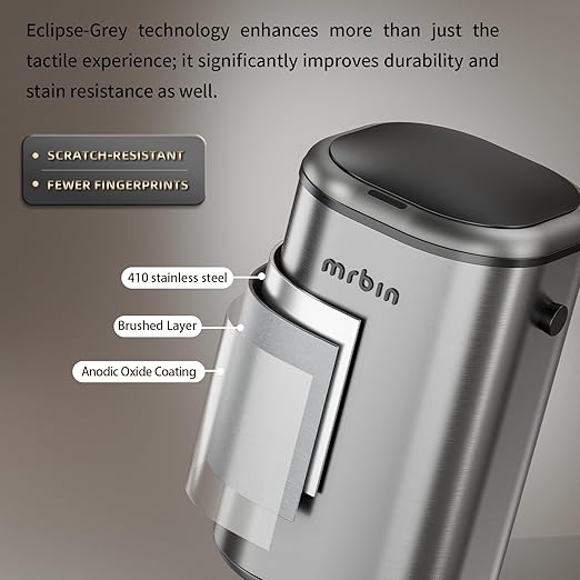 MRBIN Stainless Steel Adsorption Motion Sensor Trash Can Removable, 18L / - Image 7