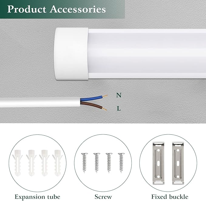 colmeguna 4 Packs 4FT LED Batten Light, Ultra-Thin Slim Ceiling Surface Mounted - Image 3