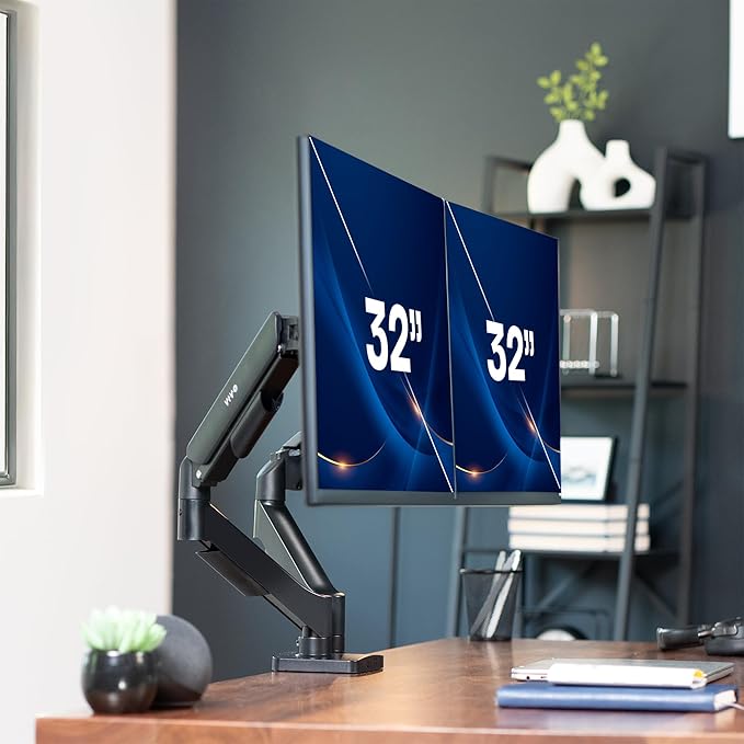 VIVO Dual Monitor up to 32 inches and 19.8 lbs per Screen, Pneumatic Arm Desk - Image 2