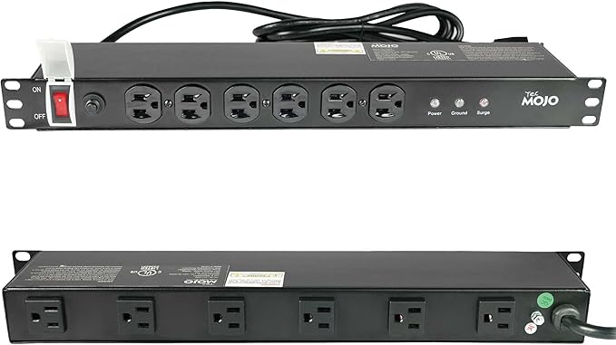 Tecmojo 1U Rackmount Network-Grade PDU Surge Protector Power Strip, 12 Outlets by Tecmojo