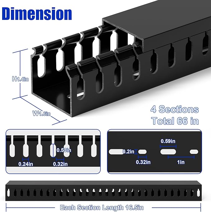 ZhiYo H1.4 W1.6in Professional Server Rack Cable Management Raceway, 66in Cable - Image 2