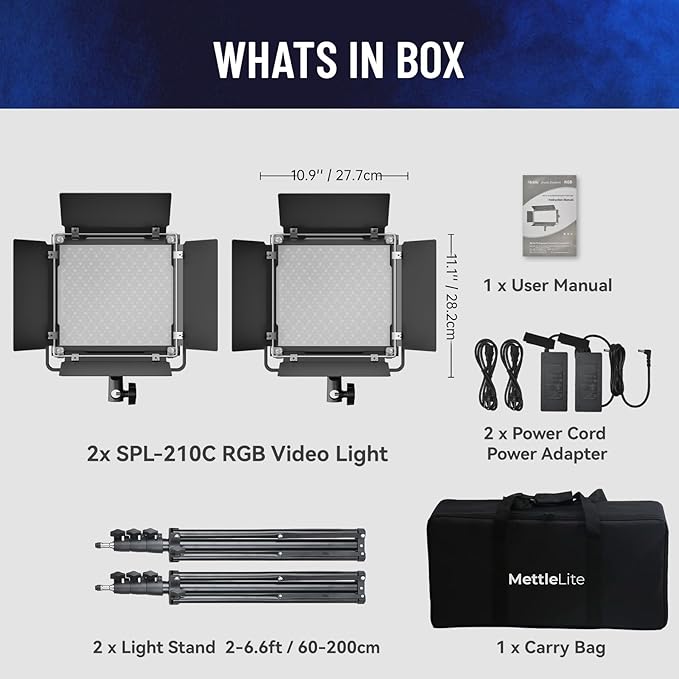 Mettlelite SPL210C Light Kit 2 Packs, RGB LED Video Light - Image 7