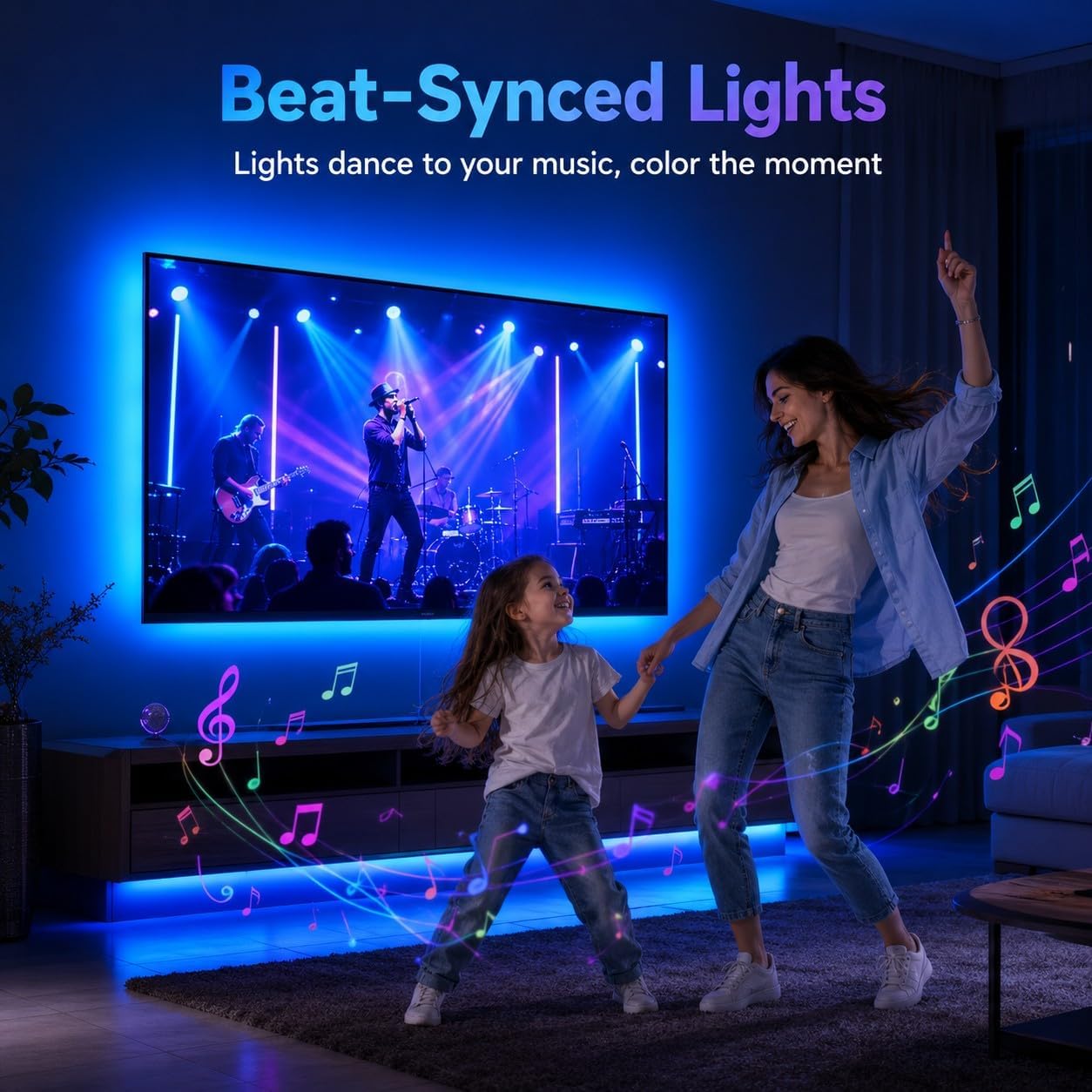 MORIACC 18ft TV LED Backlight for 45-75 Inch TVs, RGB LED Lights for TV with Music Sync, Bluetooth APP & Remote Control, USB Powered Ambient Lighting for Gaming, Movies, Bedroom & Home Theater