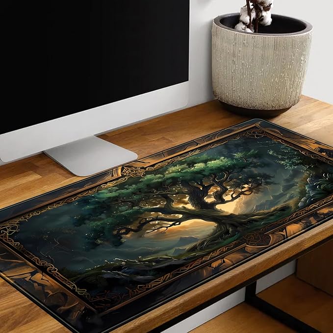 Mystical Green Tree Large Gaming Mouse Pad Forest Tree of Life Deskpad Mat XXL - Image 5