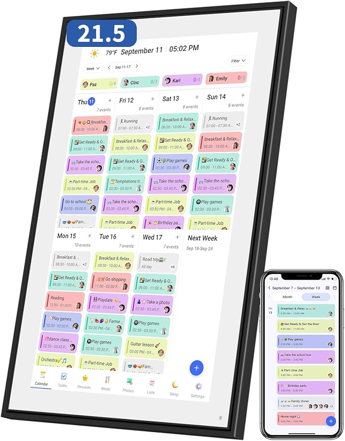 21.5 Inch Digital Calendar, Electronic Chore Chart, Smart Weekly and Monthly by Herncptar