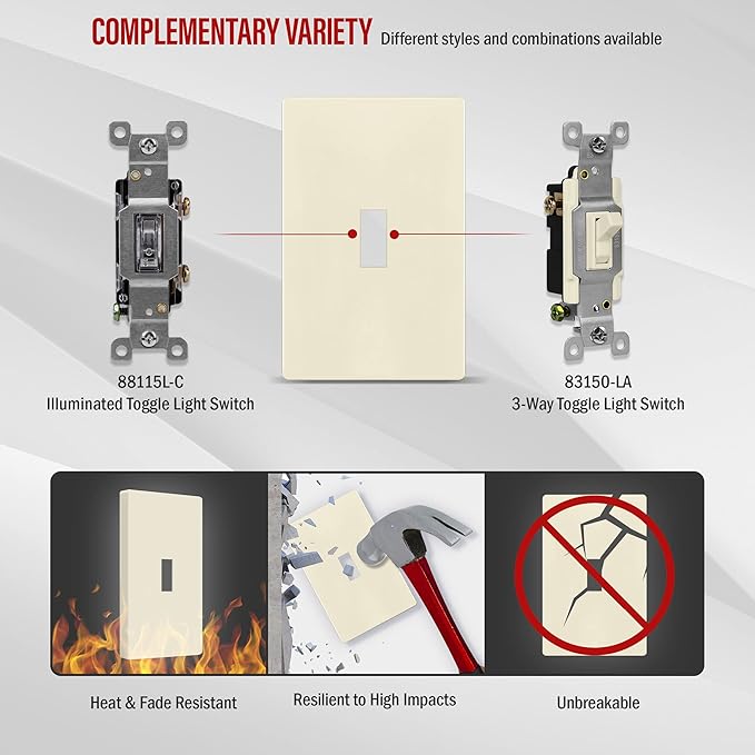 ENERLITES Screwless Toggle Switch Wall Plate, Child Safe Light Switch Cover - Image 5