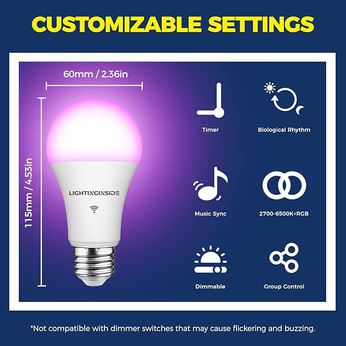 Lightinginside Smart Light Bulbs 100W Equiv., 1350LM 11W Smart Bulb Works - Image 8