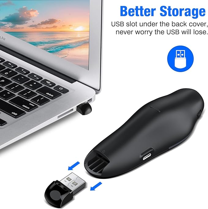 DinoFire Presentation Remote, RF 2.4GZ Rechargeable USB Slide Clicker - Image 4