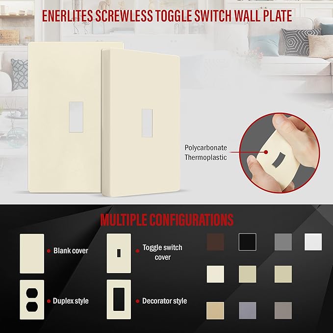 ENERLITES Screwless Toggle Switch Wall Plate, Child Safe Light Switch Cover - Image 3