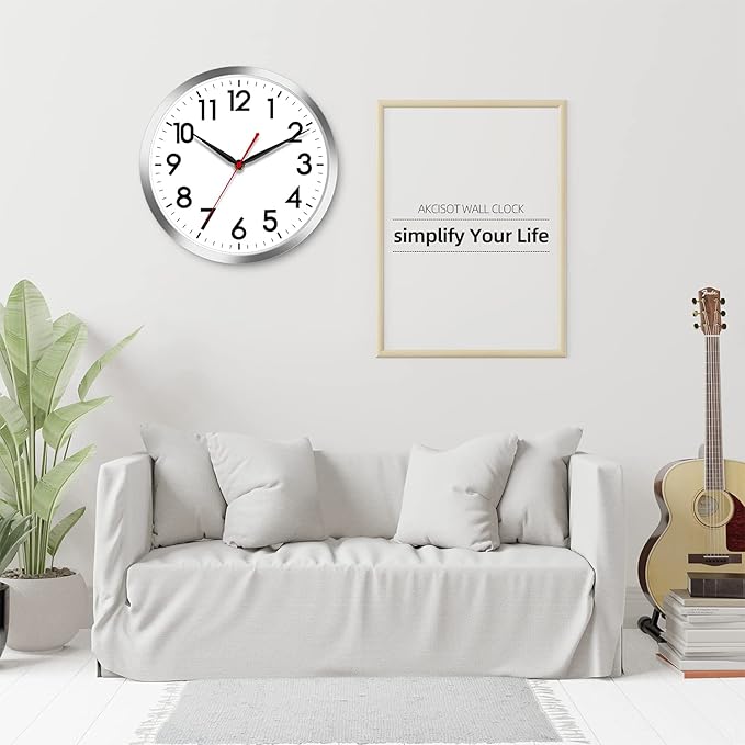 AKCISOT Wall Clock 12 Inch Silent Wall Clocks Battery Operated Non Ticking - Image 9