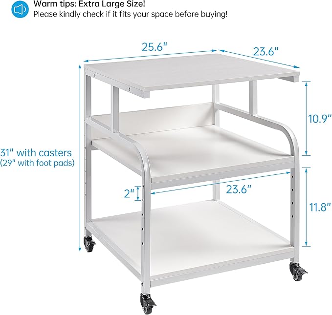 Fannova Printer Stand, 25.6" x 23.6" x 30.9" Extra Large Printer Table - Image 2