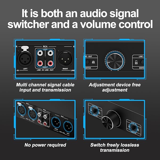 Y.D.F RCA and XLR Selector Switch Boxes, 2-in-1-Out RCA/XLR Speaker Switcher - Image 4
