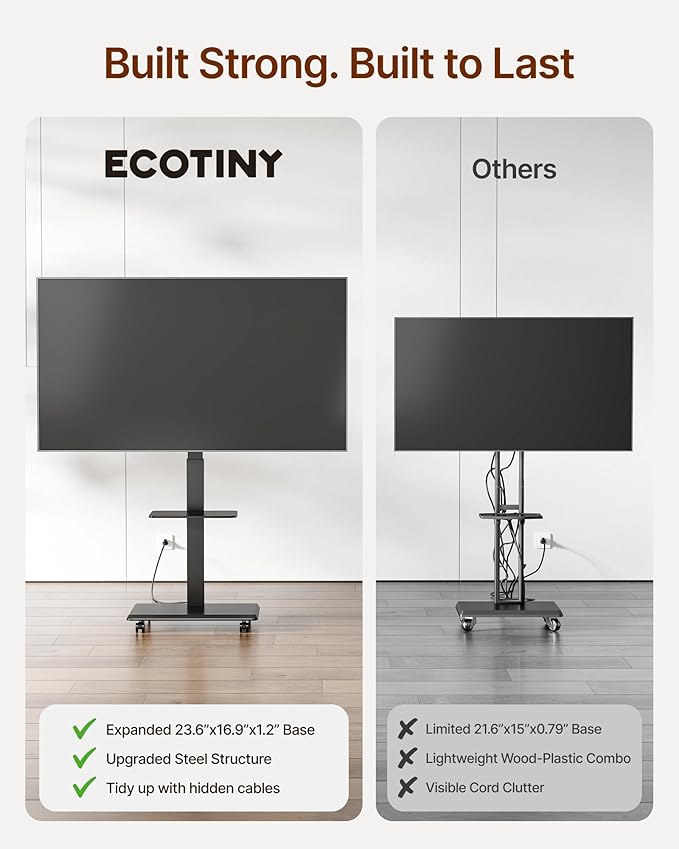 ECOTINY Steel Base Rolling TV Stand - Image 3