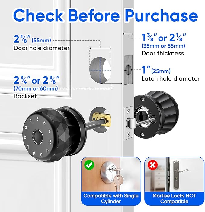Smart Door Knob Fingerprint Door Lock - Image 8