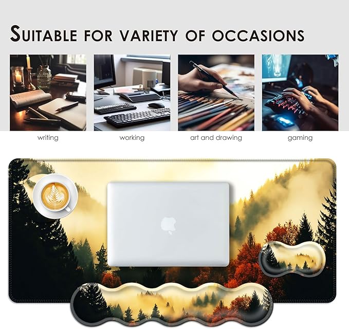 BFUKVOU Large Keyboard Mouse Pad Set, Extended Mouse Pad+Keyboard Wrist Rest - Image 7