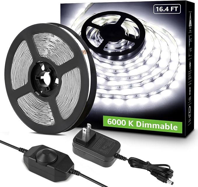Lepro LED Strip Light White, 16.4ft Dimmable Vanity Lights, 6000K Super Bright by Lepro