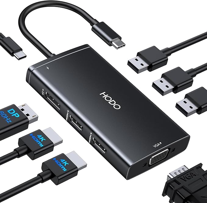 USB C Docking Station Dual Monitor Adapter by HODO