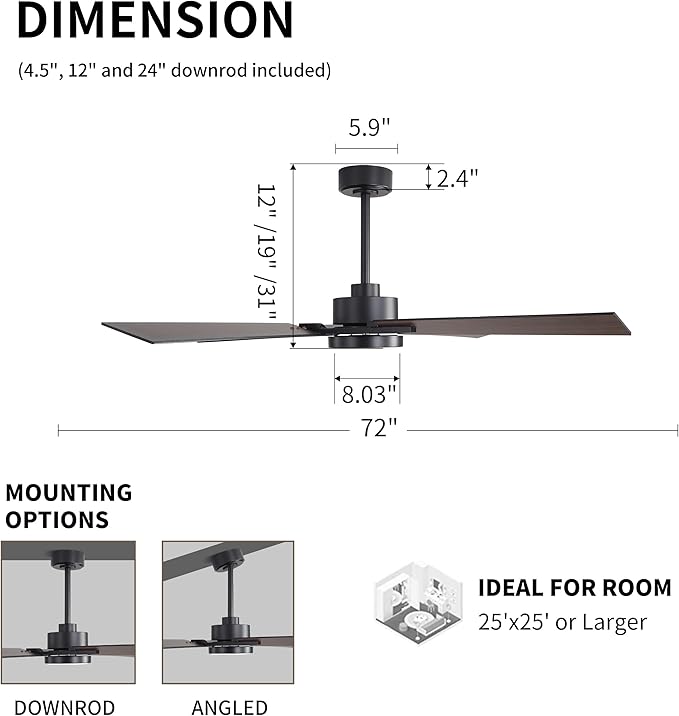 WINGBO 72 Inch Ceiling Fan - Image 4