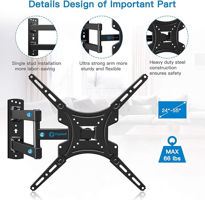 Full Motion TV Wall Mount Bracket Articulating Arms Swivels Tilts Extension - Image 3