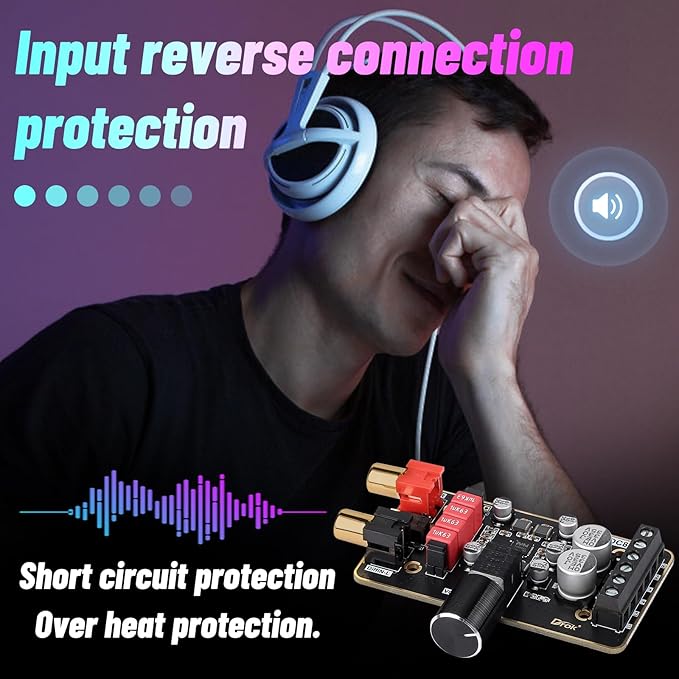 DROK 12V Amplifier Board, 15W+15W 2.0 Dual Channel Audio Amplifier Board - Image 6
