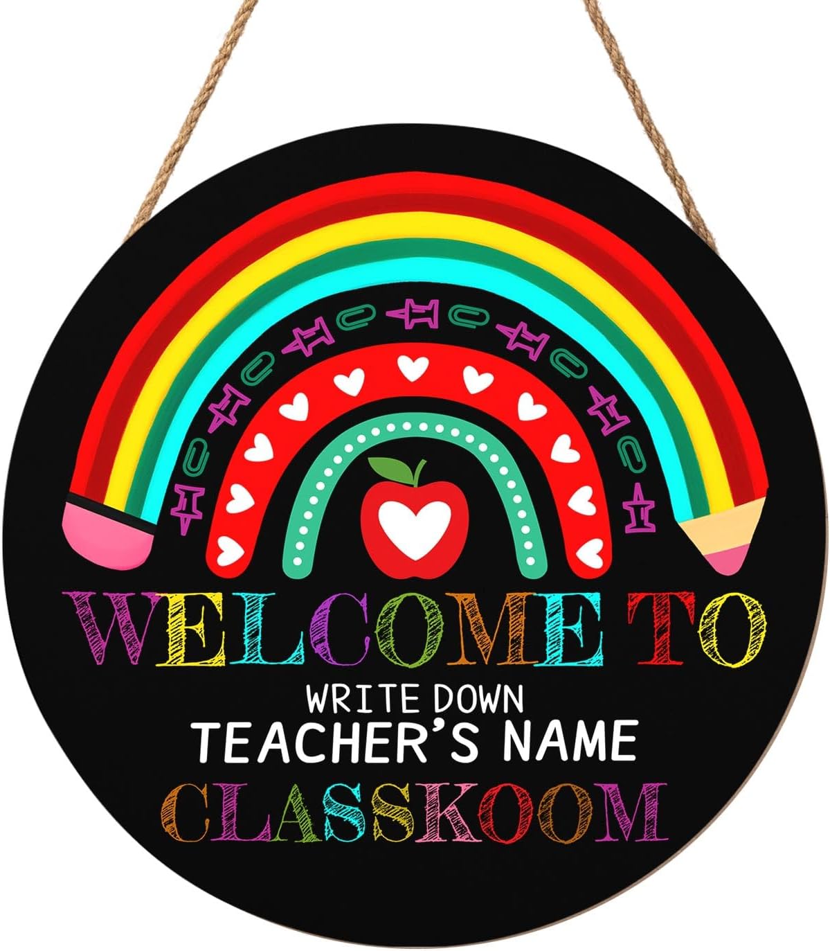 Personalized Welcome Sign for Classroom Custom Teacher Name Classroom Door Sign 12x12in Welcome to Our Classroom Door Hanging Sign Back to School Teacher Supplies Appreciation Gifts