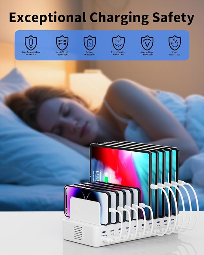 270W Charging Station for Multiple Devices, 20-Port USB Fast Charging Station - Image 4