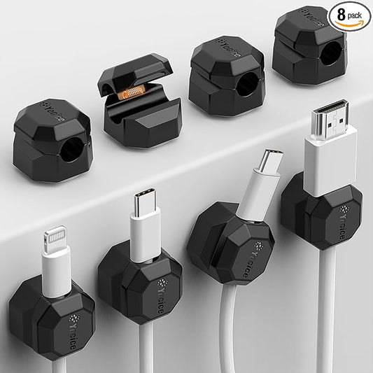 8 Pack Rotatable Cable Clips, Spring Cord Organizer Desk Cable Management Cord by Yocice