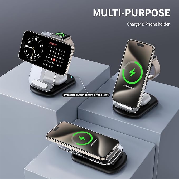 2026 Traveling Wireless Mag-Safe Fast Charging Station, Magnetic 3 in 1 Charger - Image 4