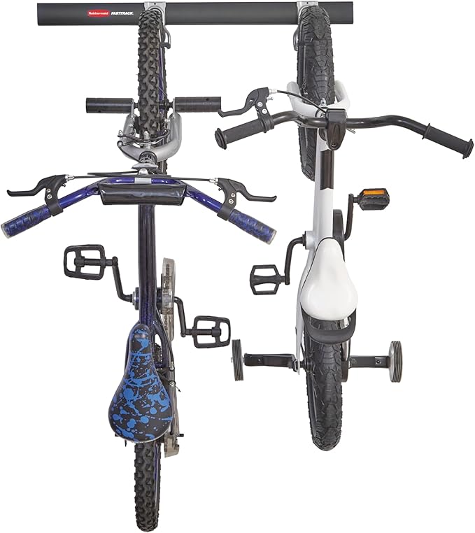 Rubbermaid FastTrack Garage Storage Bike Storage Kit, 3 Piece, All in One Rail by Rubbermaid