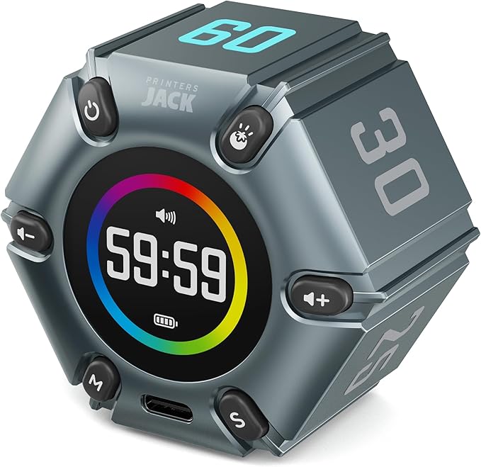 Printers Jack Timer, Visual Pomodoro Timer, Productivity Cube Mute & Vibration by PrintersJack