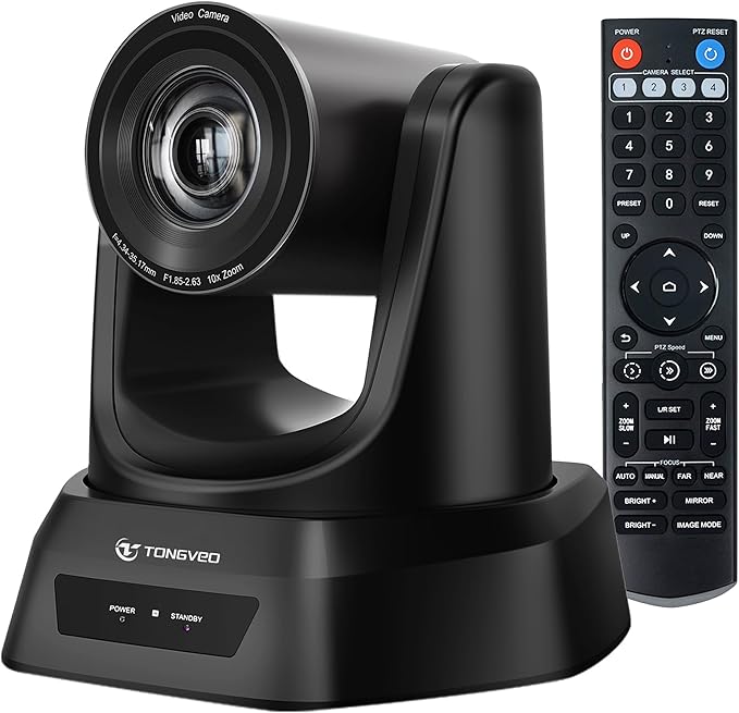 TONGVEO PTZ Camera HDMI/USB 10X Optical Zoom 60fps 1080P Video Conference Camera by TONGVEO