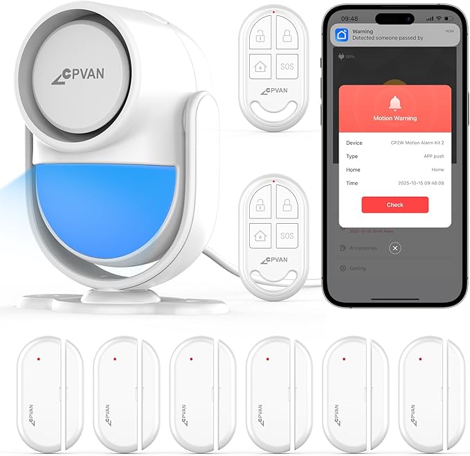CPVAN WiFi Motion Sensor Alarm, 125dB Wireless DIY Smart PIR Motion Detector by CPVAN