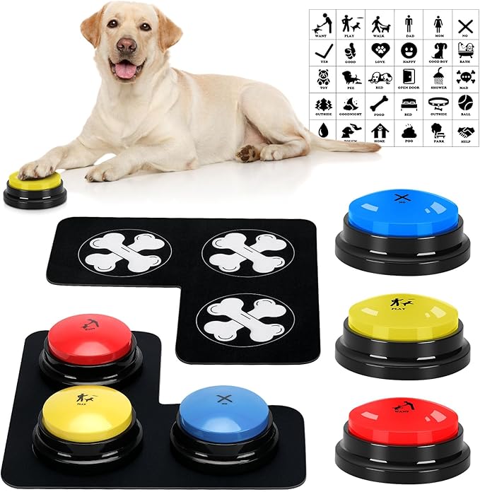 Dog Buttons for Communication Starter Pack 3 Dog Talking Button Set, 30s Voice by ESYELEC