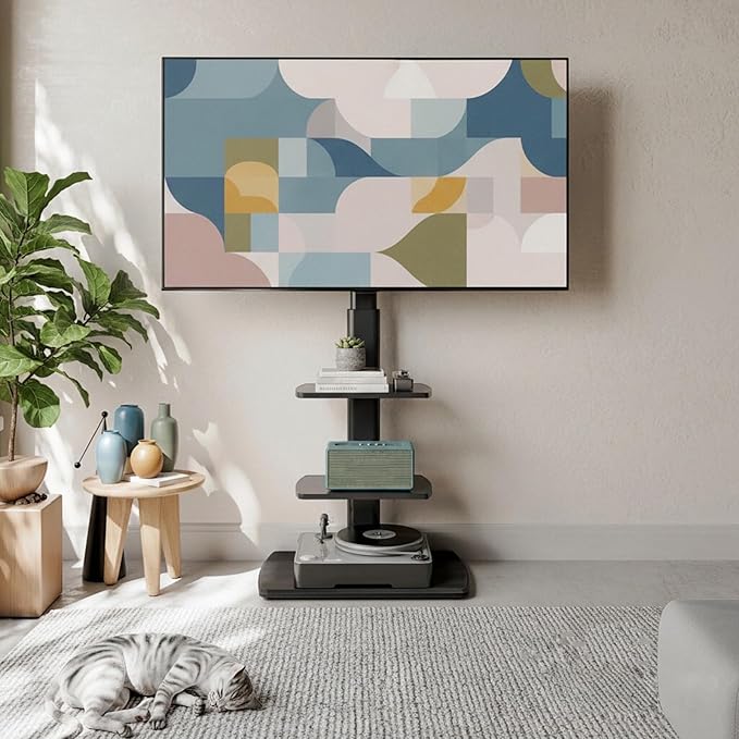 FITUEYES TV Floor Stand for Living Room Bedroom, Tall TV Stands - Image 4