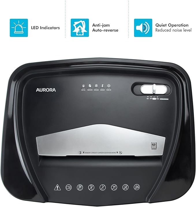 Aurora High-Security 12-Sheet Micro-Cut Paper/CD and Credit Card Shredder - Image 5