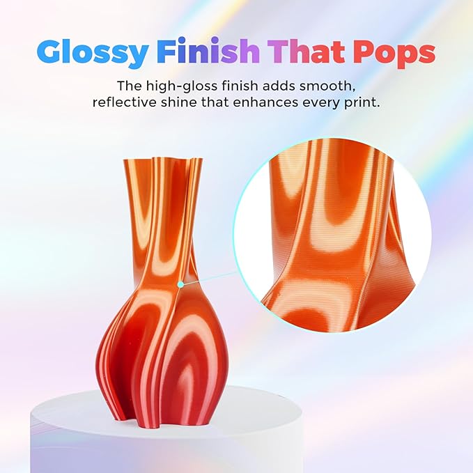 FLASHFORGE Silk PLA Filament 1.75mm Gold to Red Gradient, 3D Printer Filament - Image 4