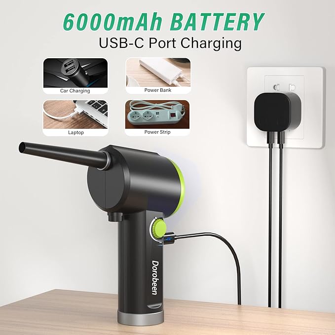 DOROBEEN Compressed Air Duster, Cordless Handheld Air Blower, Stepless Speed - Image 2