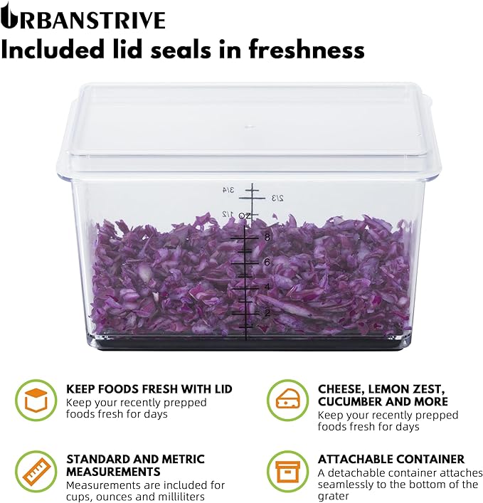 Urbanstrive Cheese Grater With Container Box Grater Stainless Steel Graters - Image 6
