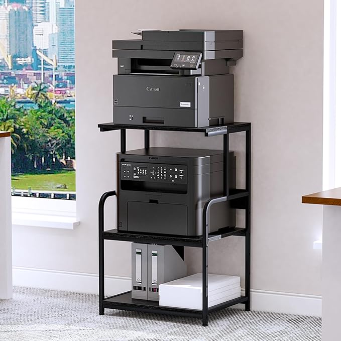 Arbuxzuy Printer Stand with Storage Shelf, 3 Tier Printer Cart with Wheels by Arbuxzuy